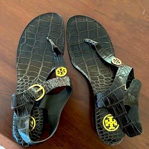 Tory Burch brown croc sandal